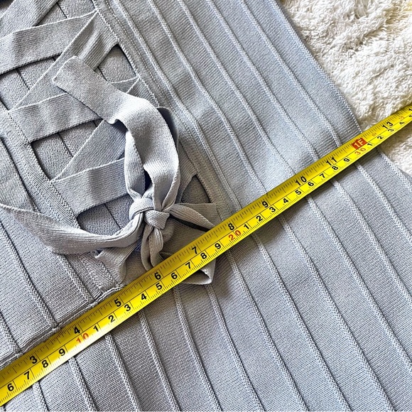 For Love and Lemons Knitz Simone Laced Back Sweater Mini Dress Blue XS - Picture 9 of 13